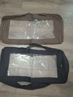 Thirty-One Large Utility Tote Lids Set of 2 Brown & Black Clear Window Covers